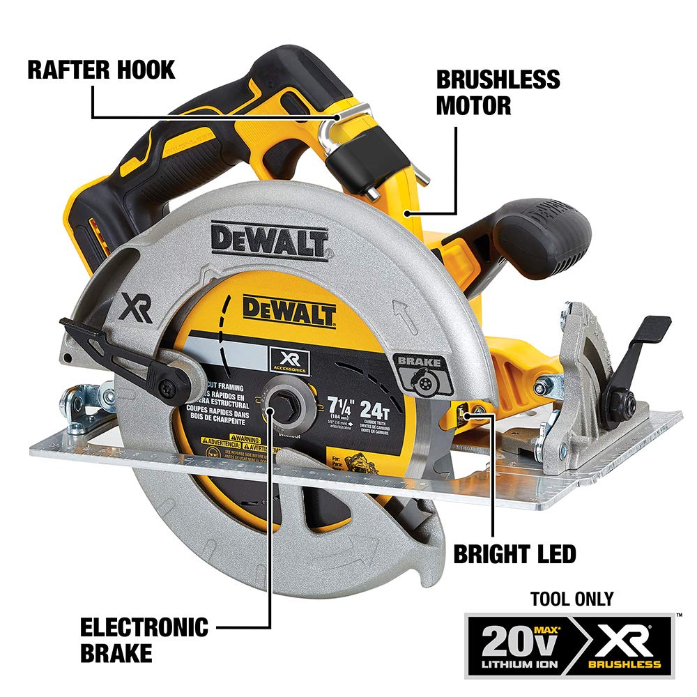 DEWALT 20V MAX 7-1/4-Inch Circular Saw with Brake, Tool Only, Cordless (DCS570B)