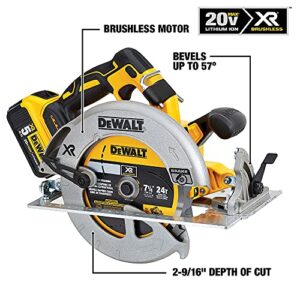 DEWALT 20V MAX* 7-1/4-Inch Cordless Circular Saw with Brake Kit (DCS570P1)