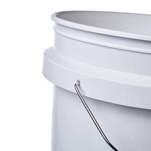 Hudson Exchange 5 Gallon Bucket with Bottom Grip Handle, HDPE, White