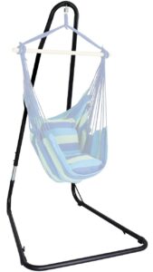 sorbus durable hammock chair stand hanging chair stand- heavy duty steel sensory swing stand- weather & rust resistant- adjustable portable stand 330lbs for tree,lounger,air porch,indoor/outdoor,patio