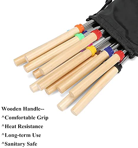 Ajmyonsp Marshmallow Roasting Sticks - Smores Sticks for Fire Pit Extra Long Extendable Smore Skewers Hot Dog Sticks for Campfire, 32 Inch Telescoping Forks Set of 8Pcs