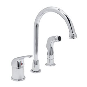 huntington brass k2780001-z single control faucet, 360 degree swing angle, high arc gooseneck spout, matching finish side sprayer kitchen, chrome