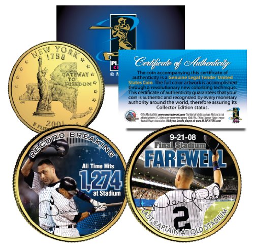 Derek Jeter Yankee Stadium Farewell NY State Quarters 2-Coin Set 24K Gold Plated