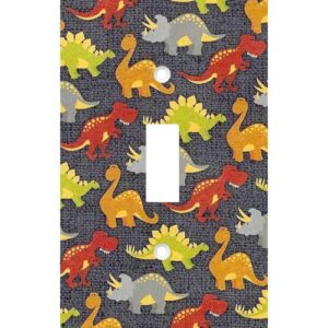 kids kids dinosaur decorative light switch cover wall plate blue red green jurassic rutherford room