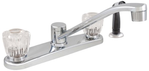 LDR 013 3401CP Kitchen Faucet, Dual Acrylic Handle With Spray, Chrome