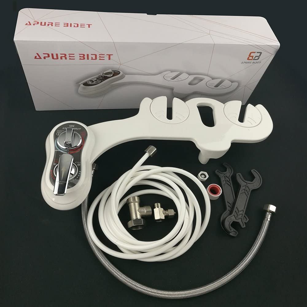 Apure Bidet A121 - Hot and Cold Water Bidet Attachment for Toilet - Dual nozzles of wash and women wash- Selfcleaning Toilet Bidets