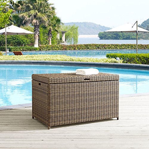 Crosley Furniture CO7305-WB Bradenton Outdoor Wicker Storage Bin - Weathered Brown