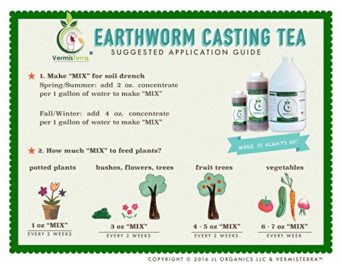 VermisTerra Earthworm Casting Tea - Organic Worm Tea - Gallon - Soil Conditioner Concentrate - Living Enzymes, Nourish Plants and Boost Growth - Feeds All Crops: Vegetables, Flowers, Fruit and Trees