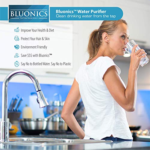Bluonics 5 Stage Undersink Reverse Osmosis Drinking Water Filter System RO Home Purifier with NSF Certified Membrane and Solid Housings with 4 Years of Filter Supply - 15 Total Filters