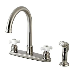 kingston brass fb7798pxsp victorian 8" centerset kitchen faucet, brushed nickel