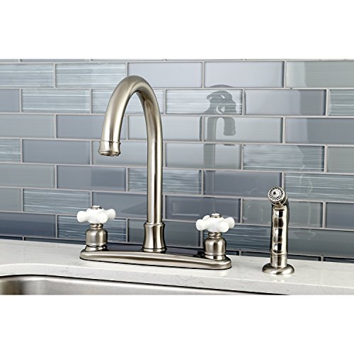 Kingston Brass FB7798PXSP Victorian 8" Centerset Kitchen Faucet, Brushed Nickel