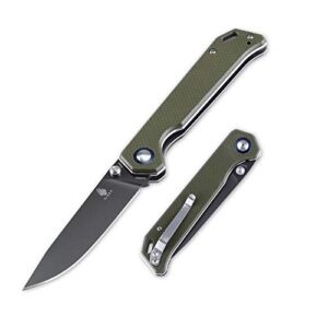 kizer cutlery begleiter folding pocket knife green g10 handle n690 blade edc knife, v4458n2