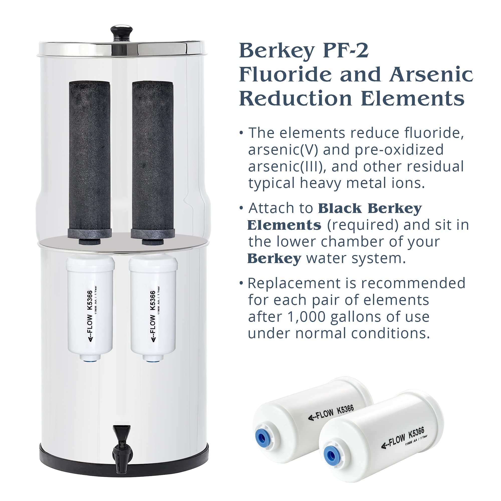 Berkey Authentic Berkey PF-2 Fluoride and Arsenic Reduction Elements (Set of 4 Elements
