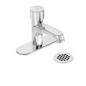 symmons sls-7000-dp4-g scot metering lavatory faucet with 4 in. deck plate and grid drain in polished chrome (0.5 gpm)
