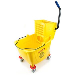 rk safety rkmb36-y commercial side press wringer mop bucket 36 qt / 9 gal (yellow)