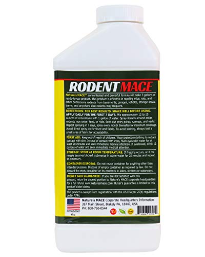 Nature’s MACE Rodent Repellent 40oz Concentrate/Covers 16,800 Sq. Ft. / Repel Mice & Rats/Keep mice, Rats & Rodents Out of Home, Garage, attic, and Crawl Space/Safe to use Around Children & Pets