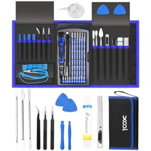xool 82 in 1 precision screwdriver set, magnetic electronics repair tool kit with flexible shaft and extension rod, compatible for pc, laptop, iphone, ps4, ps5, xbox, camera, computer, tablet