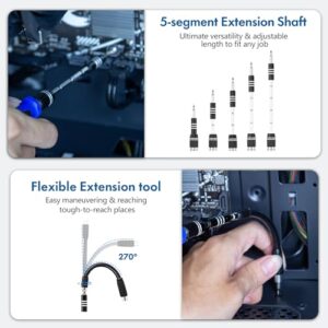 XOOL 82 in 1 Precision Screwdriver Set, Magnetic Electronics Repair Tool Kit with Flexible Shaft and Extension Rod, Compatible for PC, Laptop, iPhone, PS4, PS5, Xbox, Camera, Computer, Tablet