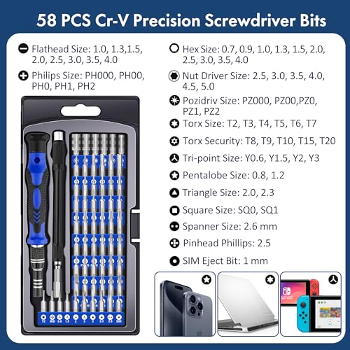 XOOL 82 in 1 Precision Screwdriver Set, Magnetic Electronics Repair Tool Kit with Flexible Shaft and Extension Rod, Compatible for PC, Laptop, iPhone, PS4, PS5, Xbox, Camera, Computer, Tablet