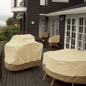 Classic Accessories Veranda Water-Resistant 94 Inch Tall Round Patio Table & Chair Set Cover, Outdoor Table Cover