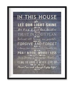 in this house photo print, christian bible verse family rules art, scripture inspirational wall and home decor poster, unframed, housewarming gift, 8x10 inches