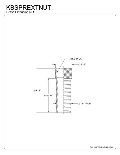 Kingston Brass KBSPREXTNUT Adapter - Brass Extension Nut for KBSPR1,2,3,5,6,8, Chrome, 2-9/16" Length