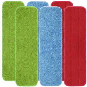 ltwhome 18" multi-color combination microfiber commercial mop refill pads fit for wet or dry floor cleaning (pack of 6)