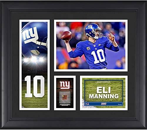 Eli Manning New York Giants Framed 15" x 17" Player Collage with a Piece of Game-Used Football - NFL Player Plaques and Collages