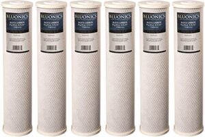bluonics carbon block replacement water filters case of 6 pcs (5 micron) 4.5" x 20" cartridges for chlorine, herbicides, insecticides, bad taste and odor