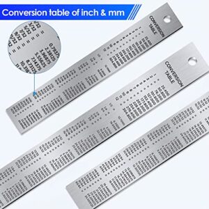 Gimars 3 Pcs Nonslip Unique Measure on Both Ends Design 6 +12 inch Stainless Steel Metal Ruler Kit, Easy to Read Inch&mm&cm Directly, More Polished Edge for School, Office, Architect, Engineers, Craft