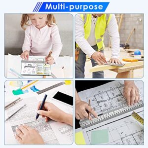 Gimars 3 Pcs Nonslip Unique Measure on Both Ends Design 6 +12 inch Stainless Steel Metal Ruler Kit, Easy to Read Inch&mm&cm Directly, More Polished Edge for School, Office, Architect, Engineers, Craft