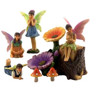 pretmanns fairies for fairy garden - fairy garden kit - fairy garden accessories - boy & girl fairy garden fairies - adorable fairy garden figurines - fairy set 7 items