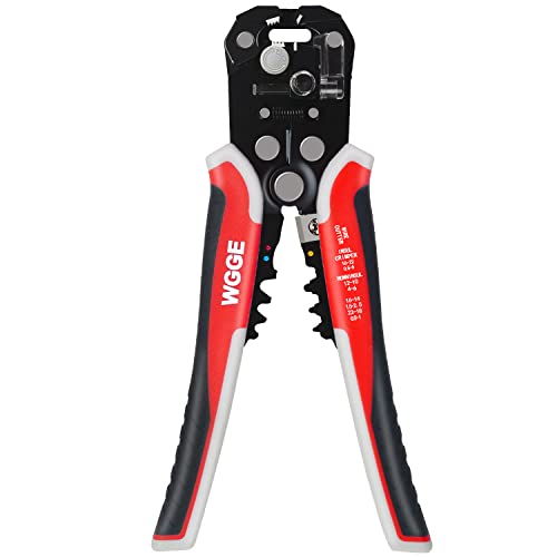 WGGE WG-014 Self-Adjusting Insulation Wire Stripper. For stripping wire from AWG 10-24, 3 in 1 Automatic Wire Stripping Tool/Cutting Pliers Tool, Automatic Strippers with Cutters & Crimper 8"