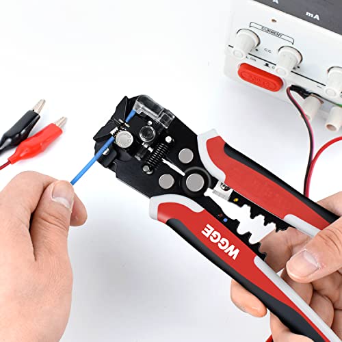 WGGE WG-014 Self-Adjusting Insulation Wire Stripper. For stripping wire from AWG 10-24, 3 in 1 Automatic Wire Stripping Tool/Cutting Pliers Tool, Automatic Strippers with Cutters & Crimper 8"