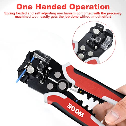 WGGE WG-014 Self-Adjusting Insulation Wire Stripper. For stripping wire from AWG 10-24, 3 in 1 Automatic Wire Stripping Tool/Cutting Pliers Tool, Automatic Strippers with Cutters & Crimper 8"