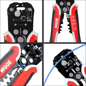 WGGE WG-014 Self-Adjusting Insulation Wire Stripper. For stripping wire from AWG 10-24, 3 in 1 Automatic Wire Stripping Tool/Cutting Pliers Tool, Automatic Strippers with Cutters & Crimper 8"