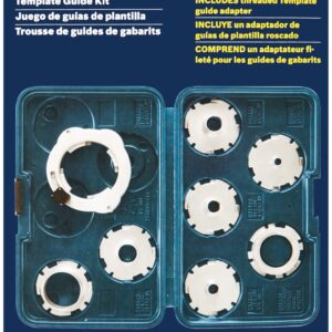 BOSCH RA1128 8-Piece Router Template Guide Assorted Set with Included Storage Case and Threaded Template Guide Adapter