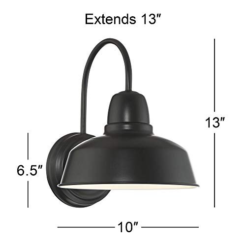 John Timberland Urban Barn Rustic Industrial Farmhouse Outdoor Barn Light Fixture Black Gooseneck Arm 13" for Exterior Barn Deck House Porch Yard Patio Outside Garage Front Door Garden Roof