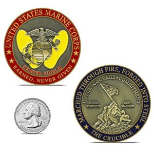 USMC Crucible Challenge Coin - Honoring The Dedication and Sacrifice of United States Marines-Disabled USMC Vet Owned Business