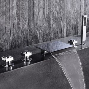lovedima modern 5 pieces waterfall bathroom bathtub faucet roman tub filler with handheld shower