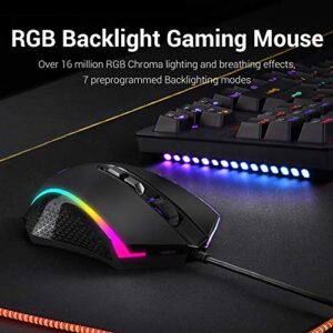 Redragon S113 Gaming Keyboard Mouse Combo Wired Mechanical LED RGB Rainbow Keyboard Backlit with Brown Switches and RGB Gaming Mouse 4200 DPI for Windows PC Gamers