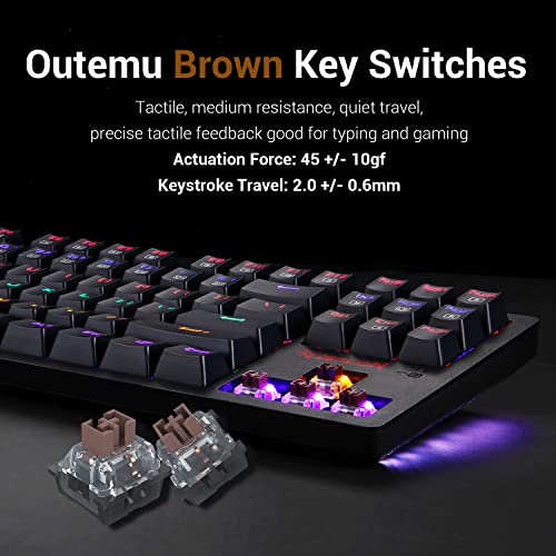 Redragon S113 Gaming Keyboard Mouse Combo Wired Mechanical LED RGB Rainbow Keyboard Backlit with Brown Switches and RGB Gaming Mouse 4200 DPI for Windows PC Gamers