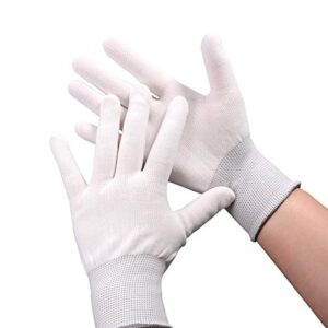 EHDIS Vinyl Wrap Gloves Nylon White Working Gloves Labor Non-slip PC Building Gloves / 6 Pairs