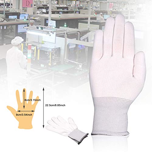 EHDIS Vinyl Wrap Gloves Nylon White Working Gloves Labor Non-slip PC Building Gloves / 6 Pairs