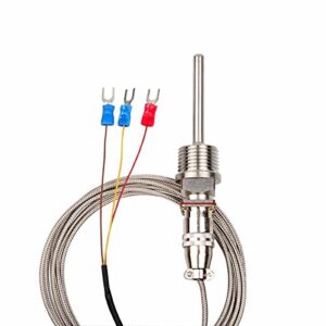 crocsee rtd pt100 temperature sensor probe 3 wires 2m cable thermocouple -58~572°f (-50-300°c) 1/2" bsp thread