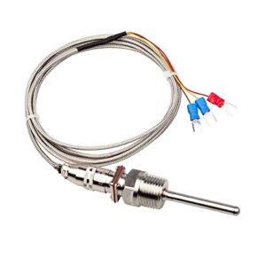 CrocSee RTD Pt100 Temperature Sensor Probe 3 Wires 2M Cable Thermocouple -58~572°F (-50-300°C) 1/2" BSP Thread