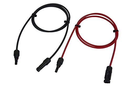 Temco 1 Pair 5 ft Solar Panel Extension Black + Red Connector Male Female 10 AWG Gauge PV Cable Wire