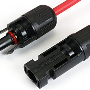 Temco 1 Pair 5 ft Solar Panel Extension Black + Red Connector Male Female 10 AWG Gauge PV Cable Wire