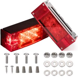 czc auto 2pcs 12v led submersible low profile rectangular trailer lights, tail stop turn running lights kit, sealed for boat trailer truck marine