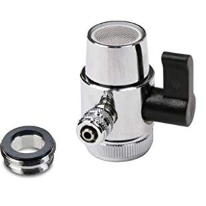 Chrome Faucet Diverter Valve (Includes adapter ring) Reverse Osmosis/Water Filters 1/4"- For Both Female & Male Faucets